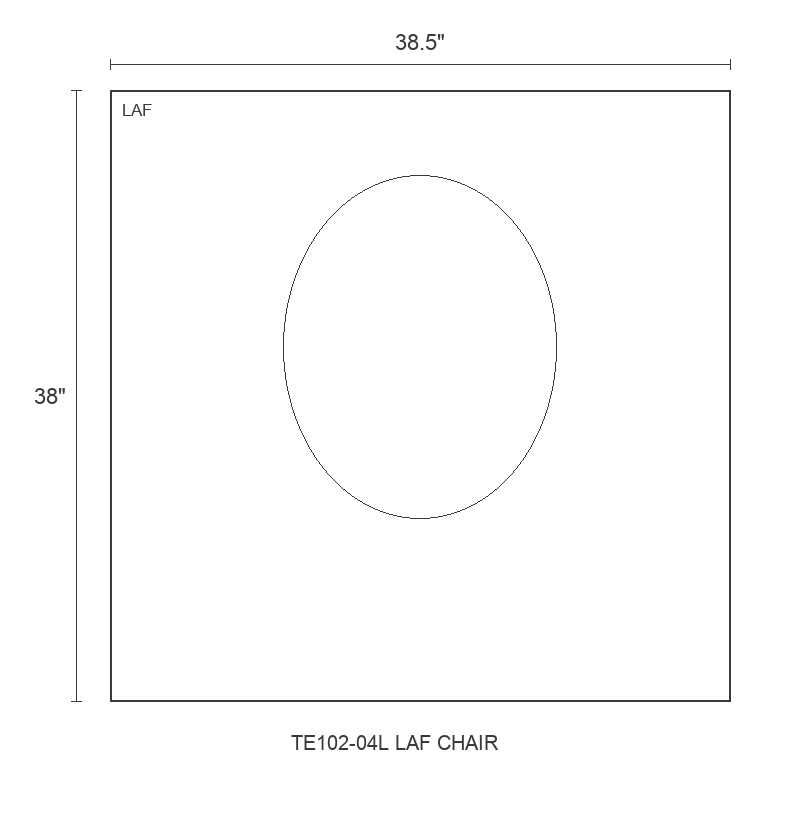 THE EDIT Bold Track LAF Chair diagram — 38.5 x 38 x 31 in (placeholder)