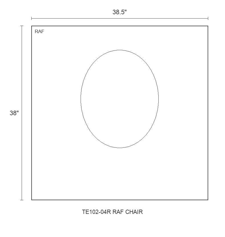 THE EDIT Bold Track RAF Chair diagram — 38.5 x 38 x 31 in (placeholder)