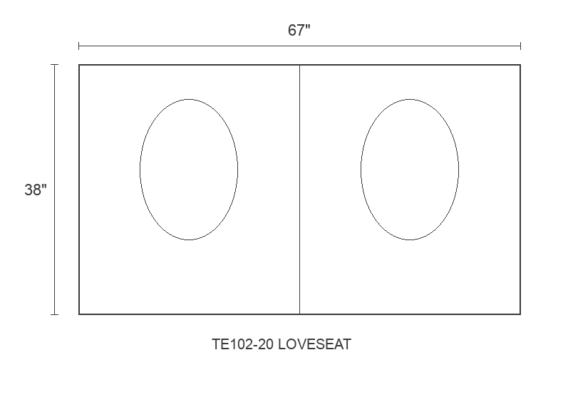 THE EDIT Bold Track Loveseat diagram — 67 x 38 x 31 in (placeholder)