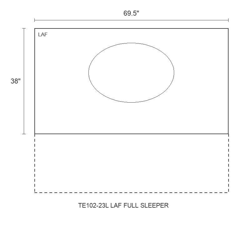 THE EDIT Bold Track LAF Full Sleeper diagram — 69.5 x 38 x 31 in (placeholder)