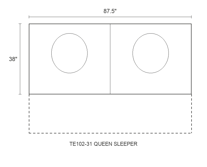 THE EDIT Bold Track Queen Sleeper diagram — 87.5 x 38 x 31 in (placeholder)