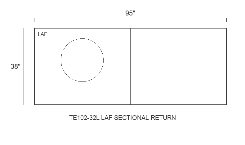 THE EDIT Bold Track LAF Sectional Return diagram — 95 x 38 x 31 in (placeholder)