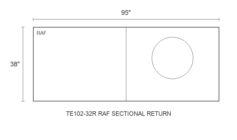 THE EDIT Bold Track RAF Sectional Return diagram — 95 x 38 x 31 in (placeholder)
