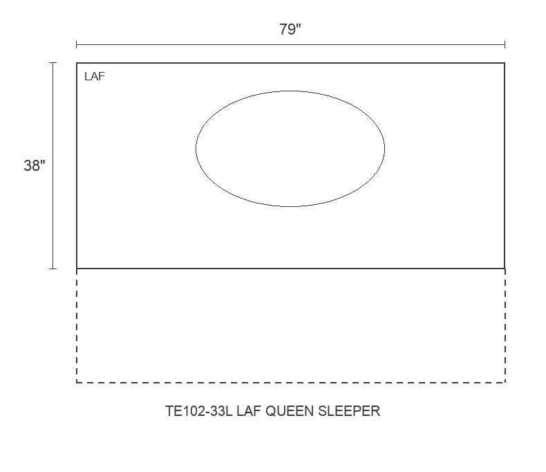 THE EDIT Bold Track LAF Queen Sleeper diagram — 79 x 38 x 31 in (placeholder)
