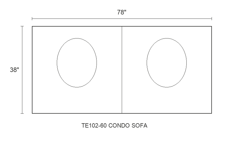 THE EDIT Bold Track Condo Sofa diagram — 78 x 38 x 31 in (placeholder)