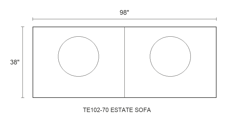 THE EDIT Bold Track Estate Sofa diagram — 98 x 38 x 31 in (placeholder)