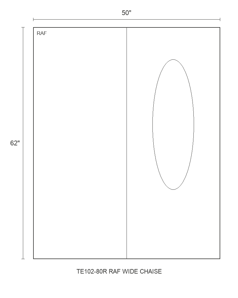 THE EDIT Bold Track RAF Wide Chaise diagram — 50 x 62 x 31 in (placeholder)