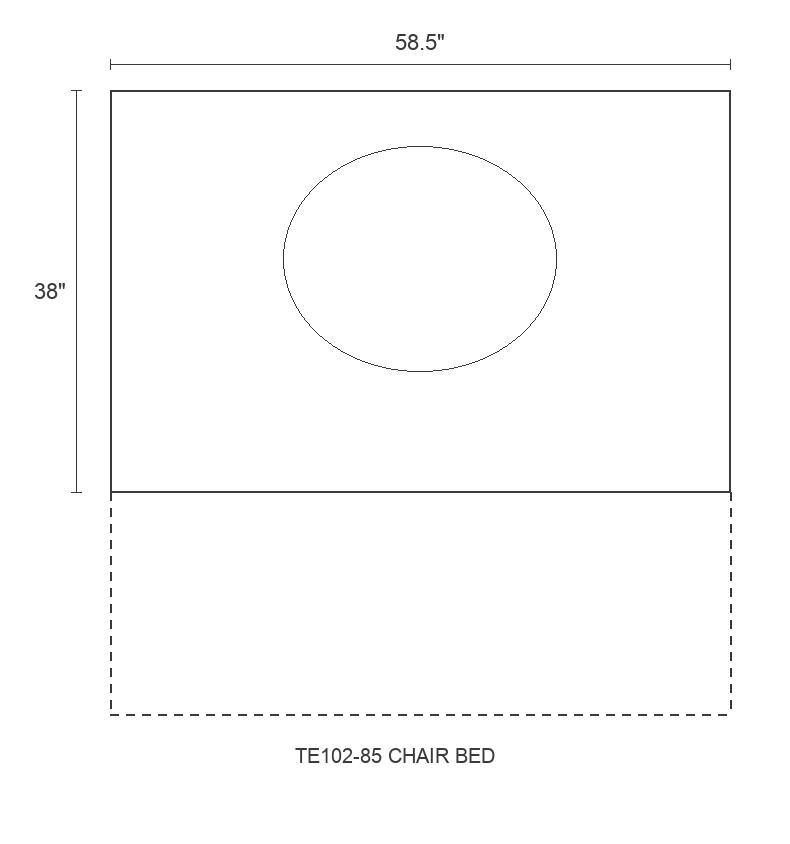 THE EDIT Bold Track Chair Bed diagram — 58.5 x 38 x 31 in (placeholder)