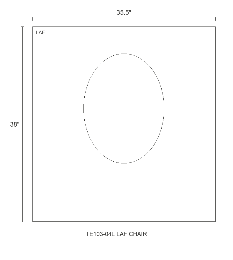 THE EDIT Sleek Wedge LAF Chair diagram — 35.5 x 38 x 31 in (placeholder)