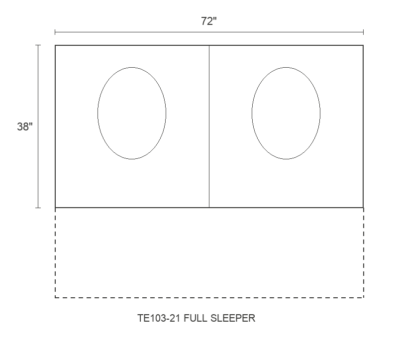 THE EDIT Sleek Wedge Full Sleeper diagram — 72 x 38 x 31 in (placeholder)