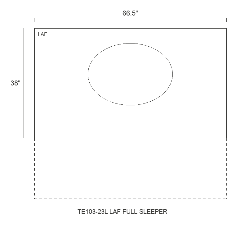 THE EDIT Sleek Wedge LAF Full Sleeper diagram — 66.5 x 38 x 31 in (placeholder)