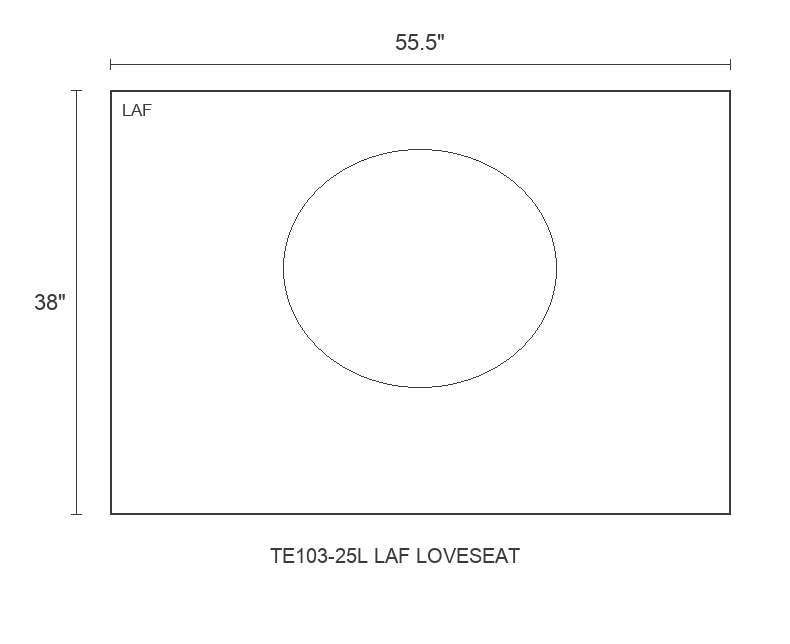 THE EDIT Sleek Wedge LAF Loveseat diagram — 55.5 x 38 x 31 in (placeholder)