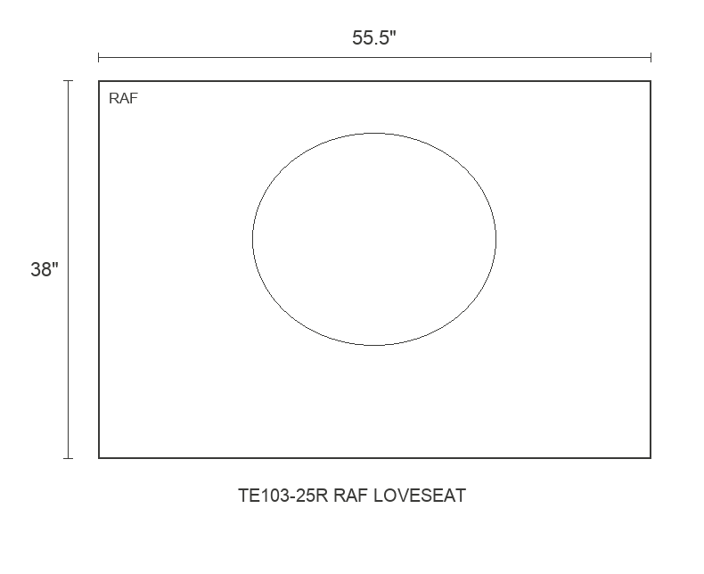 THE EDIT Sleek Wedge RAF Loveseat diagram — 55.5 x 38 x 31 in (placeholder)