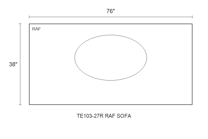 THE EDIT Sleek Wedge RAF Sofa diagram — 76 x 38 x 31 in (placeholder)
