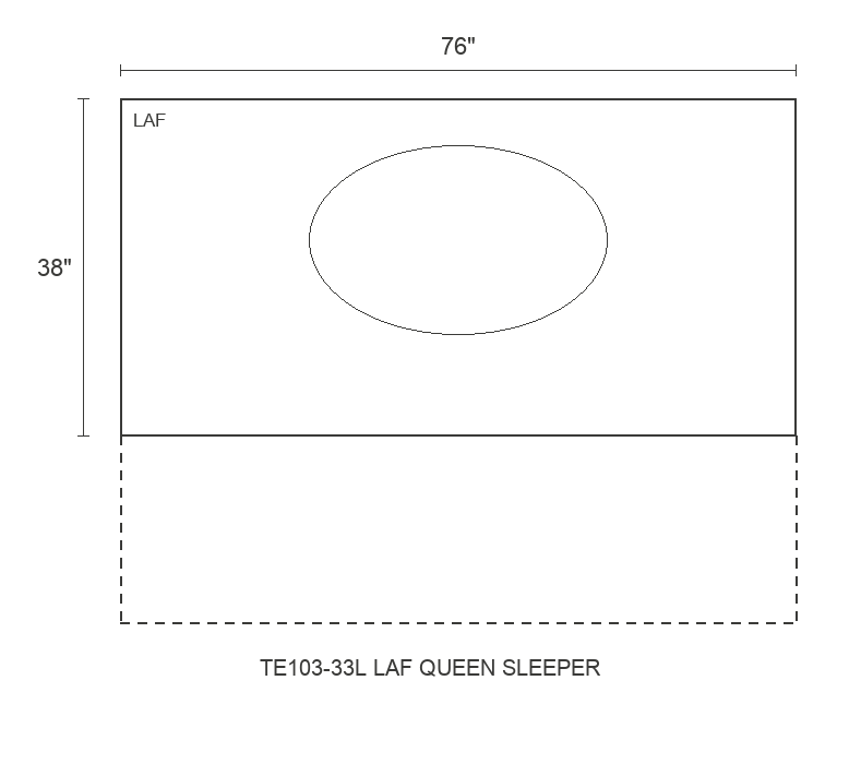THE EDIT Sleek Wedge LAF Queen Sleeper diagram — 76 x 38 x 31 in (placeholder)