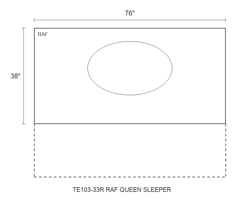 THE EDIT Sleek Wedge RAF Queen Sleeper diagram — 76 x 38 x 31 in (placeholder)