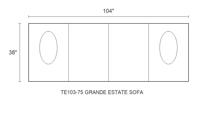 THE EDIT Sleek Wedge Grande Estate Sofa diagram — 104 x 38 x 31 in (placeholder)