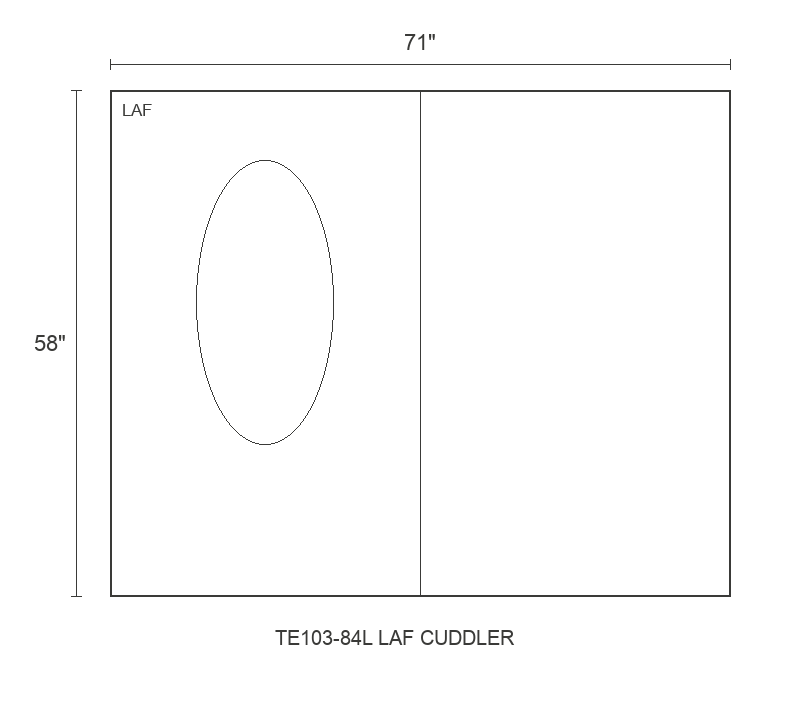THE EDIT Sleek Wedge LAF Cuddler diagram — 71 x 58 x 31 in (placeholder)