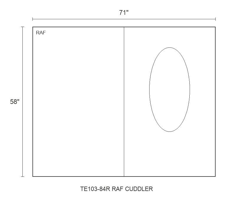 THE EDIT Sleek Wedge RAF Cuddler diagram — 71 x 58 x 31 in (placeholder)