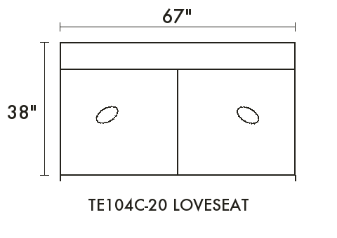Loveseat diagram — dimensions in inches
