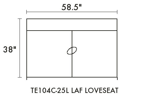 LAF Loveseat diagram — dimensions in inches