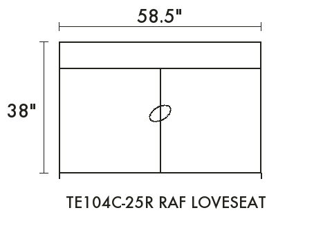 RAF Loveseat diagram — dimensions in inches