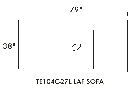 LAF Sofa diagram — dimensions in inches