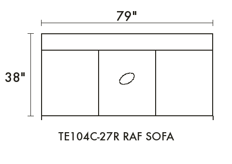 RAF Sofa diagram — dimensions in inches
