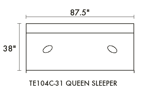 Queen Sleeper diagram — dimensions in inches