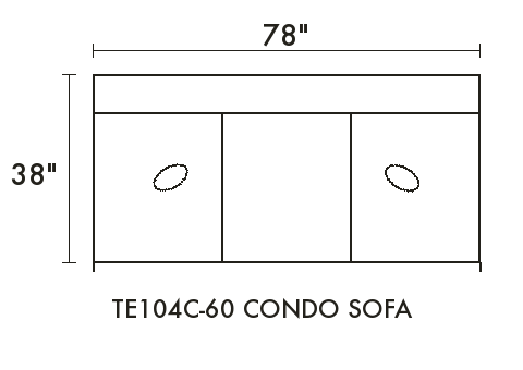 Condo Sofa diagram — dimensions in inches