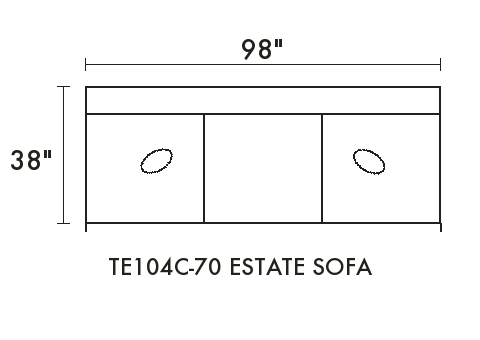 Estate Sofa diagram — dimensions in inches