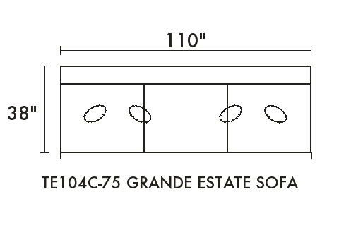 Grande Estate Sofa diagram — dimensions in inches