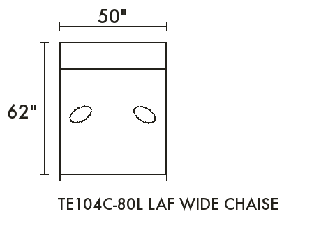 LAF Wide Chaise diagram — dimensions in inches