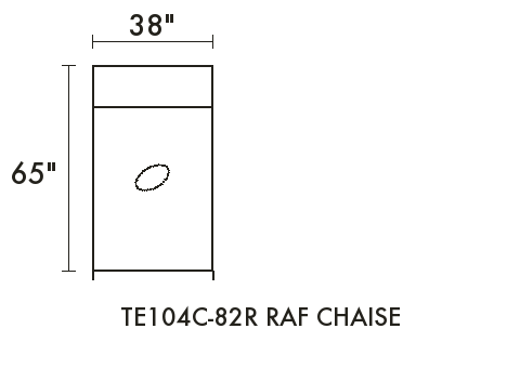 RAF Chaise diagram — dimensions in inches
