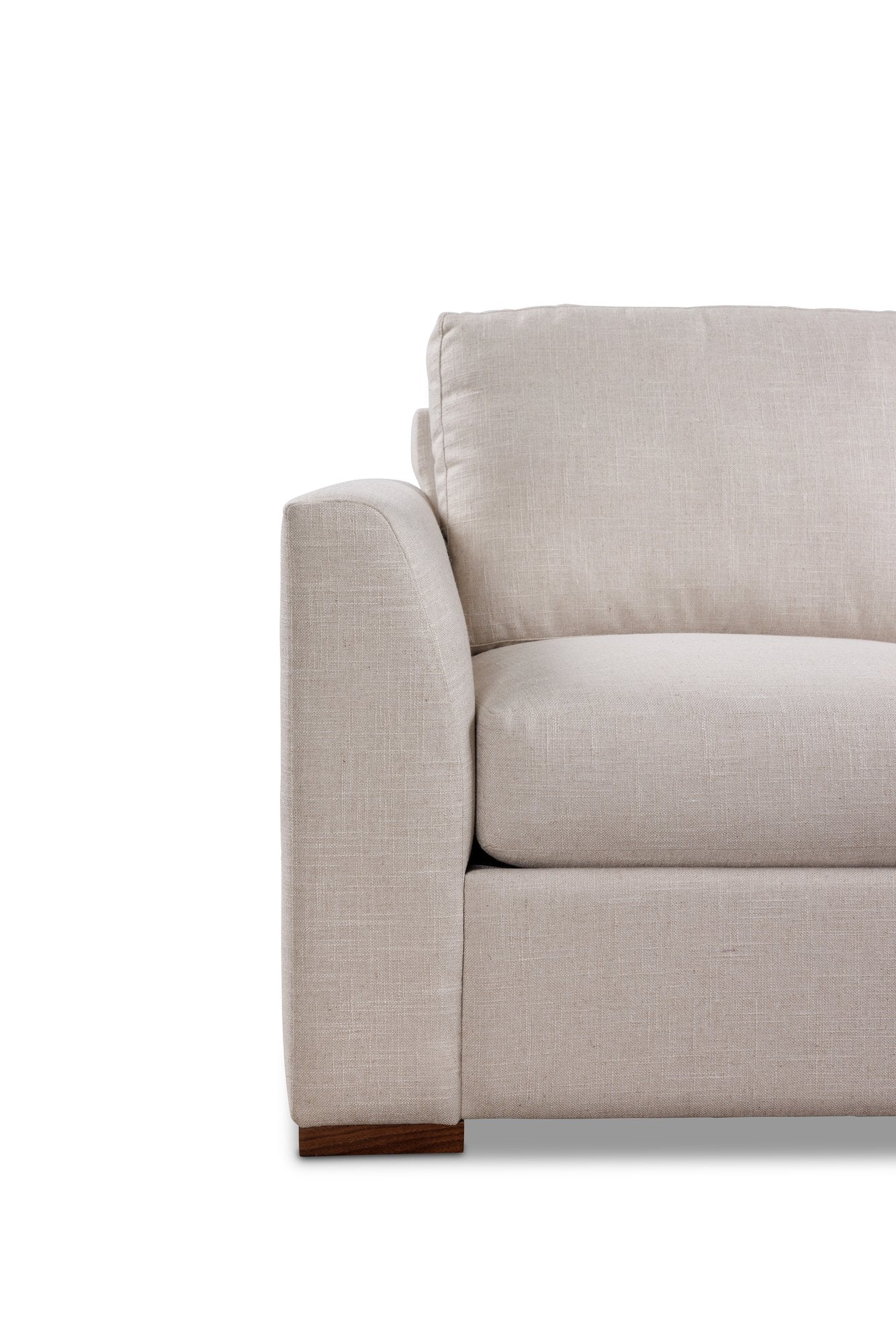 THE EDIT Sleek Wedge Estate Sofa in Whisper Cloud, arm detail