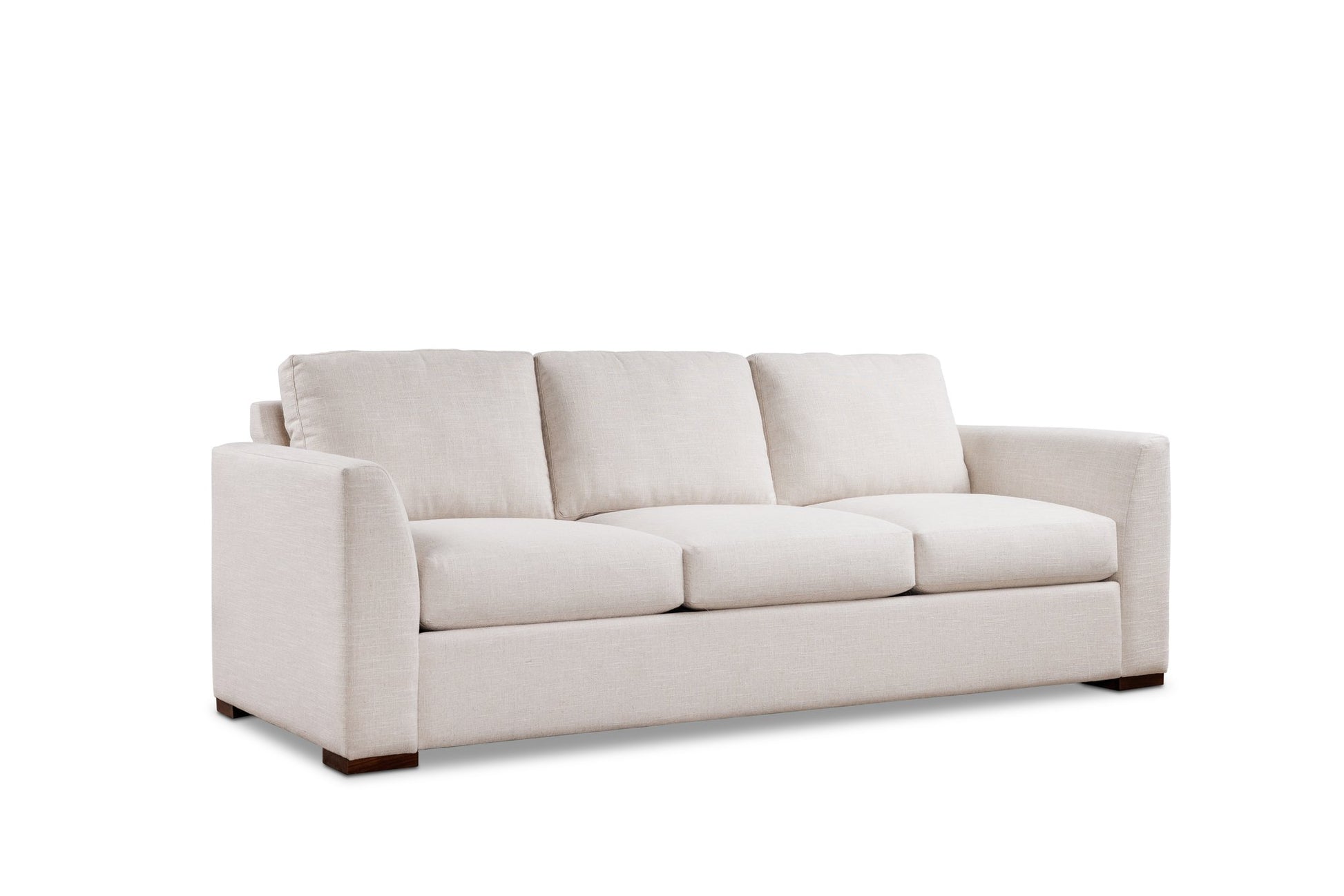 THE EDIT Sleek Wedge Estate Sofa in Whisper Cloud, three-quarter view
