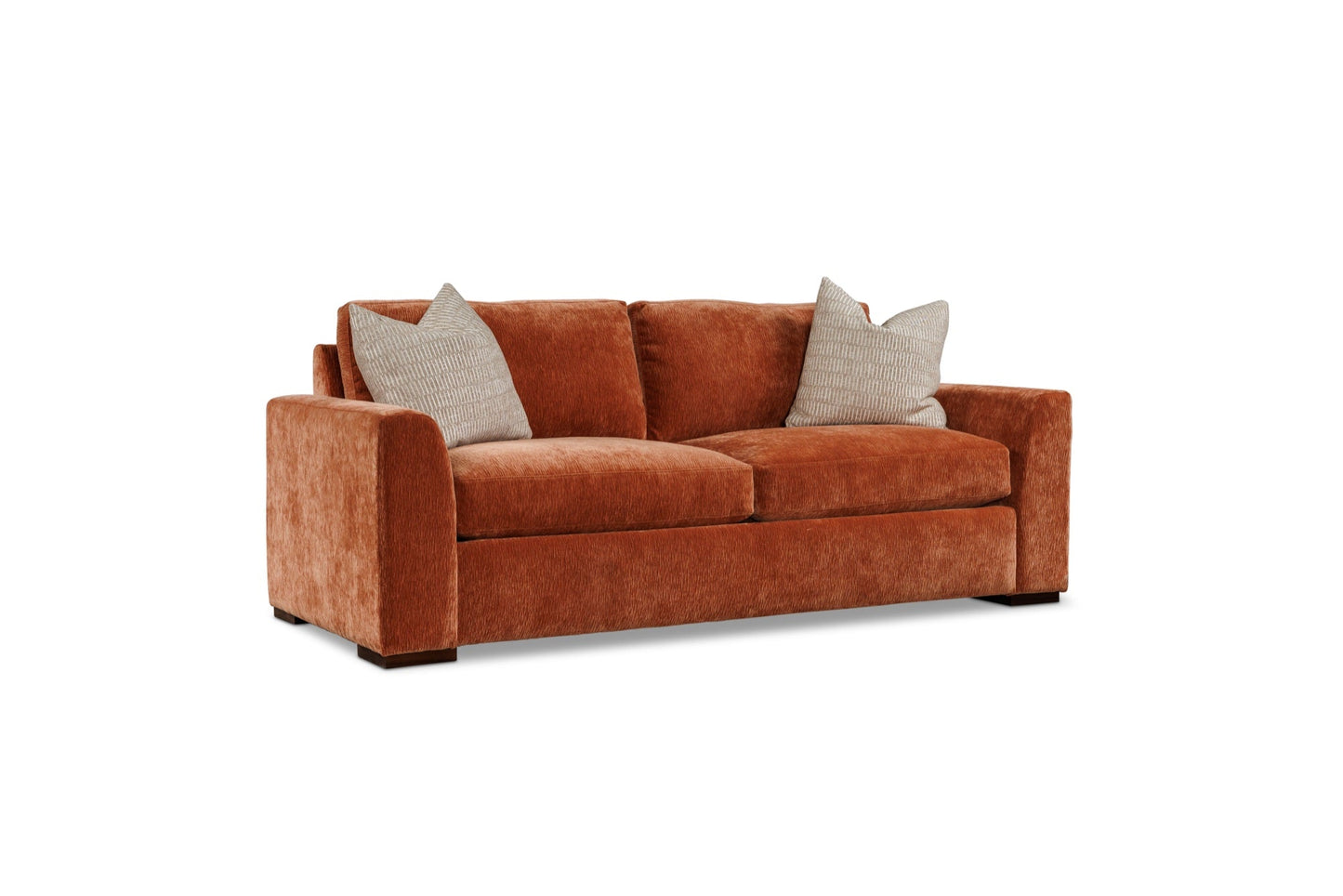 THE EDIT Statement Wedge — Lounge, three-quarter view in terracotta chenille