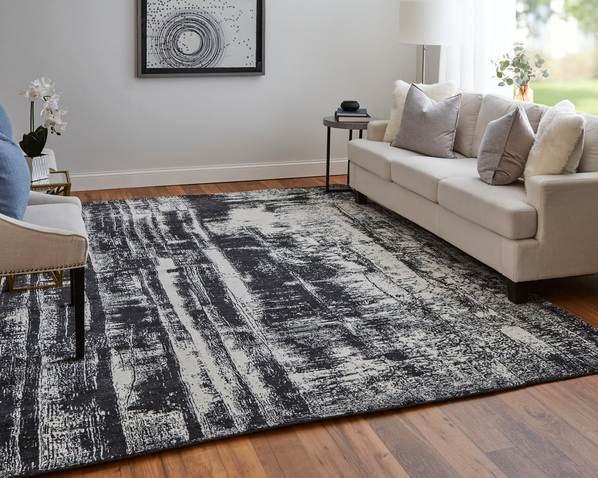 Coda 8929F Black/White Rug by Feizy