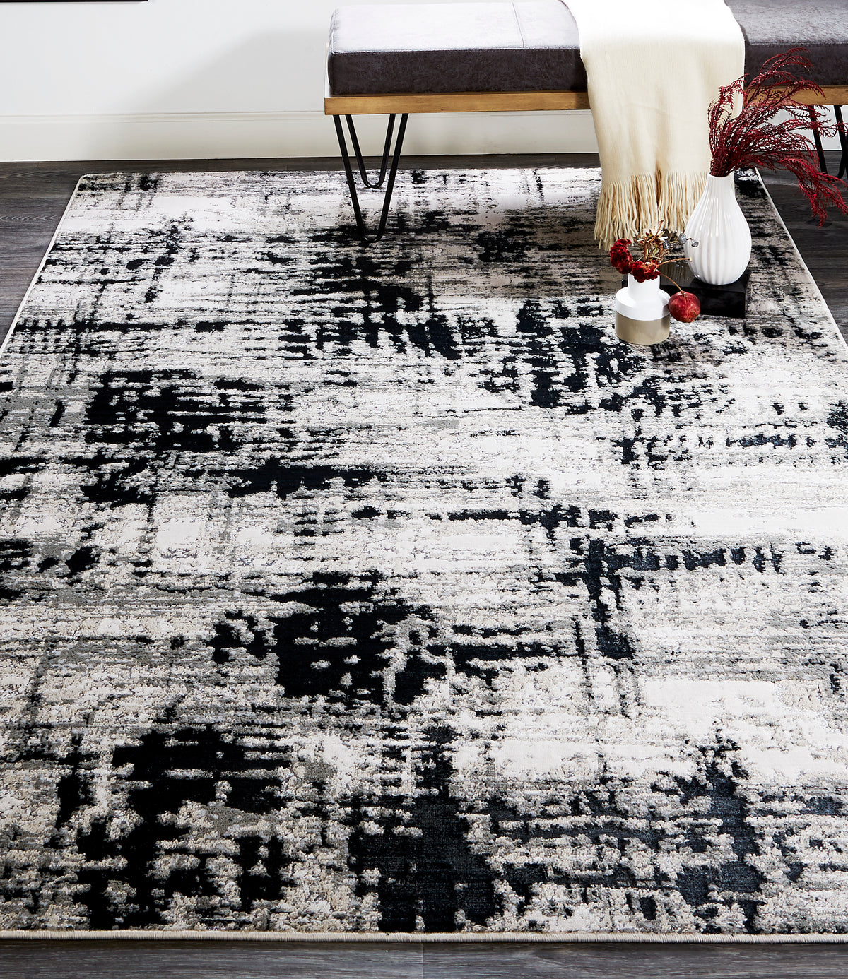 Micah 3339F Black Rug by Feizy
