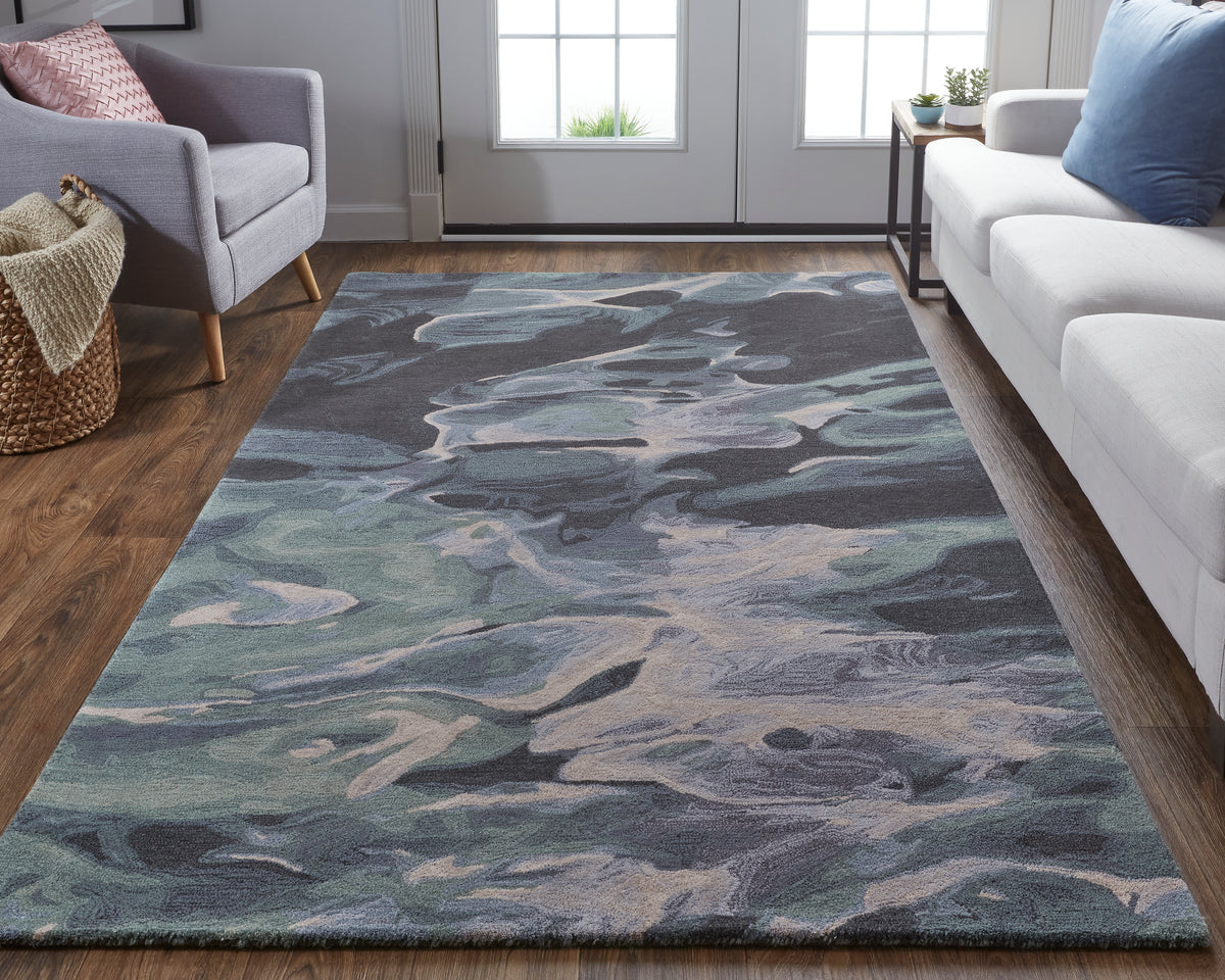 Amira 8635F Green/Blue Rug by Feizy