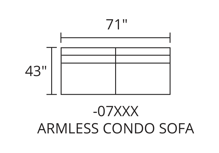 Armless Sofa diagram — 71 x 43 in