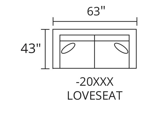 Loveseat diagram — 63 x 43 in
