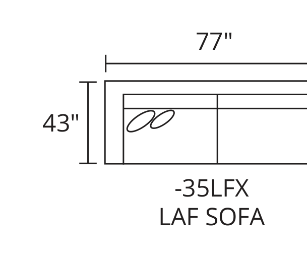 LAF Sofa diagram — 77 x 43 in