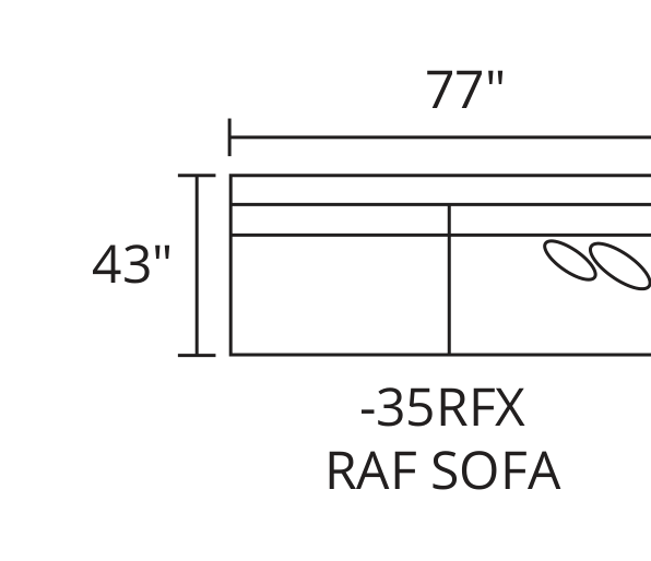 RAF Sofa diagram — 77 x 43 in