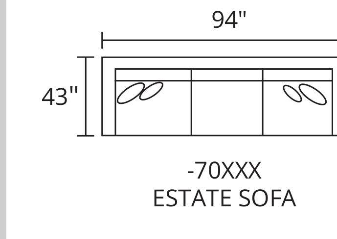 Estate Sofa diagram — 94 x 43 in