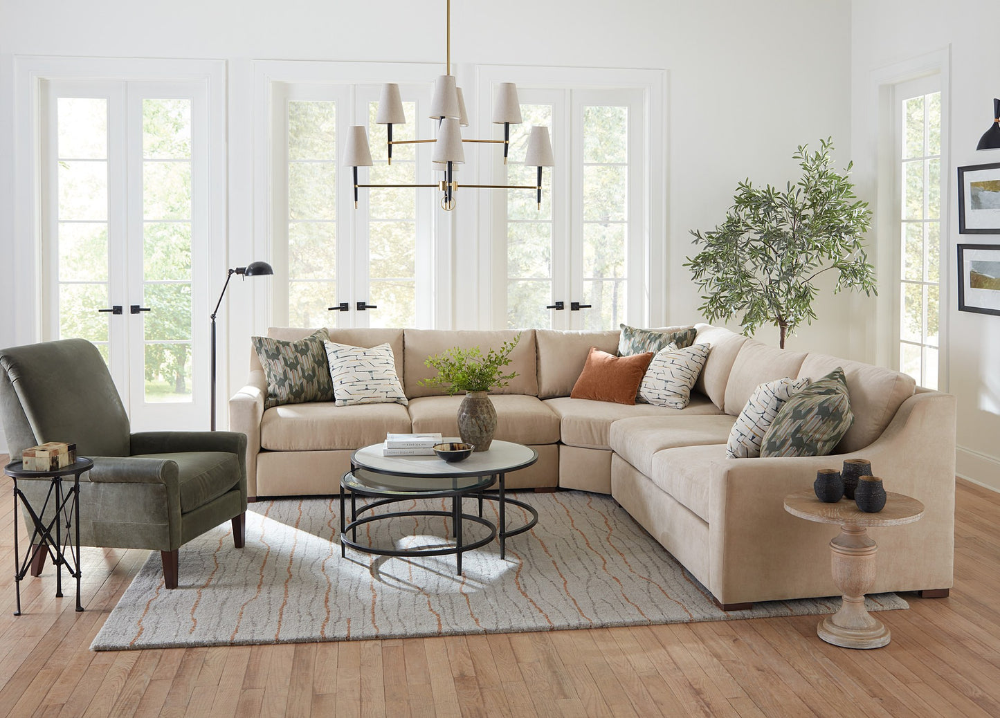 WILSHIRE modular sectional in Mesero Fog, lifestyle