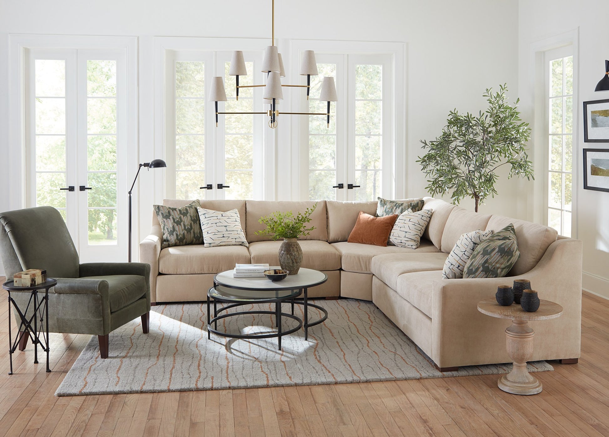 WILSHIRE modular sectional in Mesero Fog, lifestyle