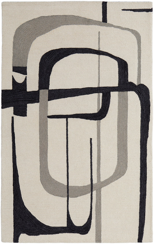 Maguire 8905F Ivory/Black Rug by Feizy