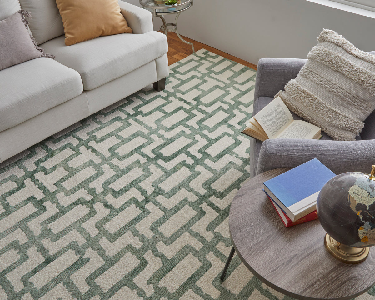 Lorrain 8919F Green/Ivory Rug by Feizy