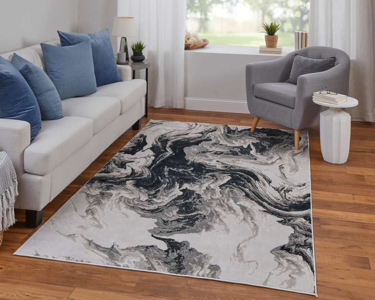 Micah 39LPF Black/Ivory Rug by Feizy